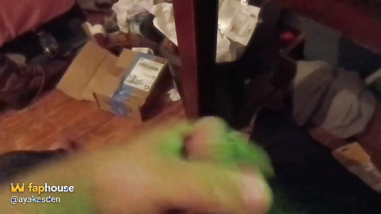 Cumming with a Green Glowing Light