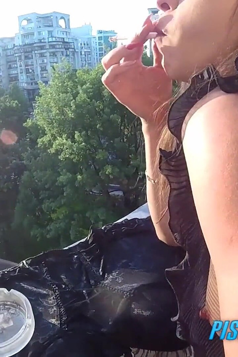 Smoking and pissing on balcony