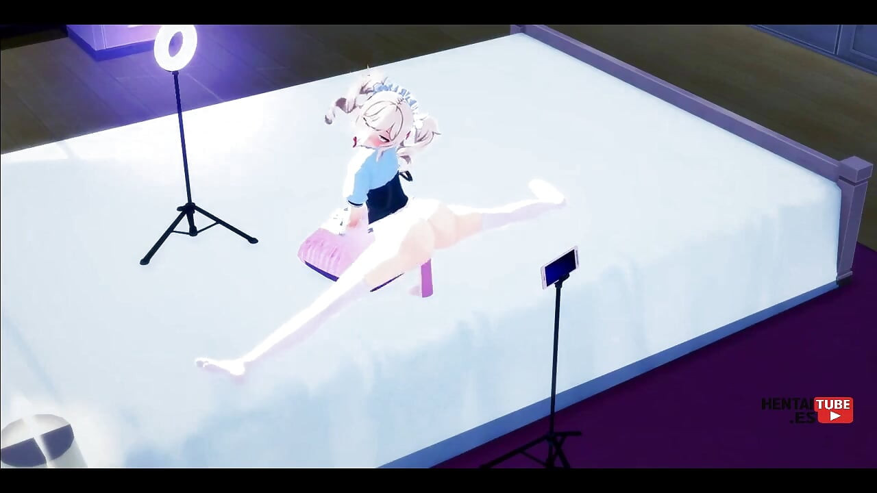 Genshin Impact Hentai -barbara Films Herself Using a Dildo While Lumine Watches Her Secretly and Masturbates