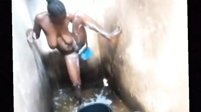 The African shower with the African woman