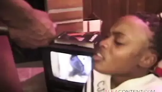 Young black slut can't wait that sperm on her face