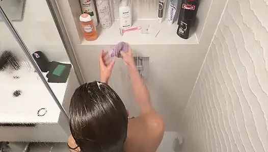 Voyeur POV: Petite Wife Showering and Shaving