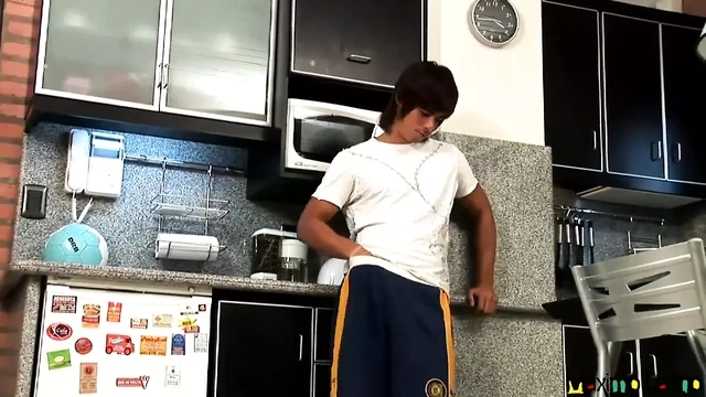 Sexy Tan Line Latino Anakin Hair Jack off in Kitchen Solo Jerk Dick Jizz!