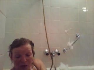 sexy one arm lady shower with bad legs