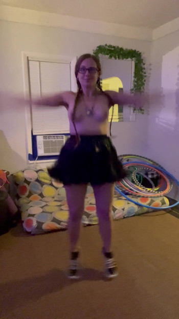 Little sis Emma loves to make her titties bounce! Hope someone is watching 😉