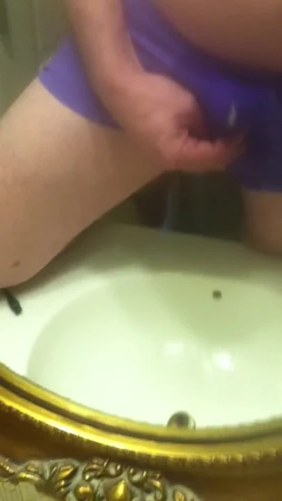 cumming in pissy purple sissy panties