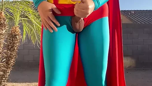 Superman Jerk Off and Cum