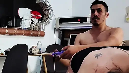 The young man was playing video games the mature comes to provoke him and seduce him fucks her hard on fours until she comes big tits