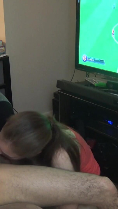 Double Blowjob While He Plays FIFA | Clip 2