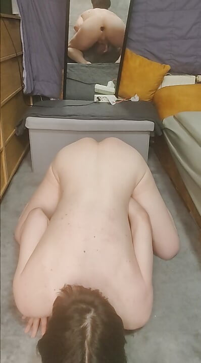 Doggy anal with a mirror