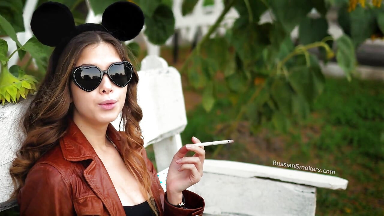 Sensual Russian Angel Smoking Cigarette in Sunlight