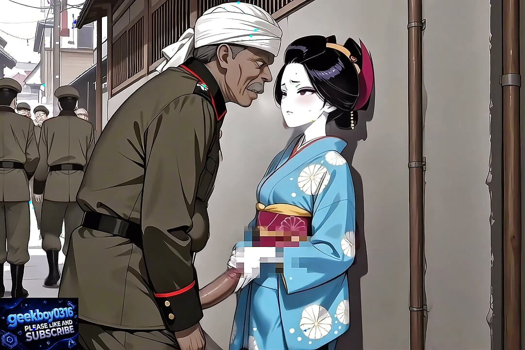 Japanese Kimono Girl Sex with Arab Man - Breeding Activity, 1946 - HENTAI AI Video