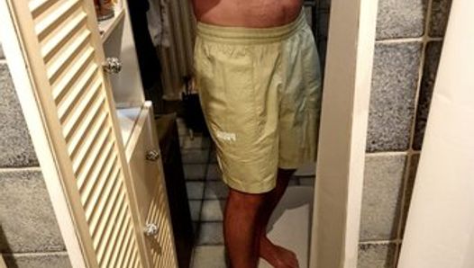 Master Ramon pisses golden champagne in his new Puma shorts