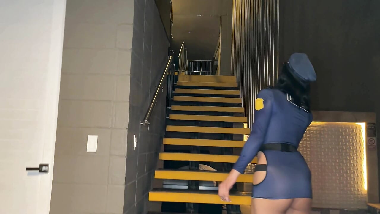 Big ass trans cop arrests 25cm BBC who was stealing a safe. He fucks her until she's done