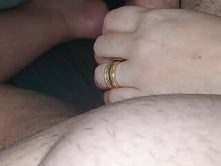 Step mom under blanket touching step son dick and handjob his cock