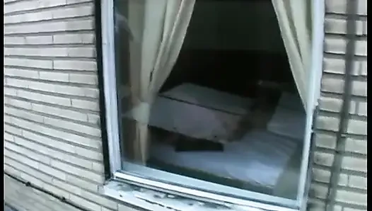 She Shows Her Gorgeous Tits Through the Window Until He Can't Take It Anymore...