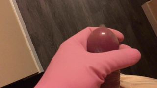 Rubber Gloves and Condom with an Extreme Amount of Precum
