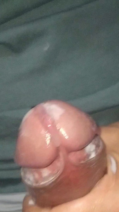 Thrilling moment from "Creamy cock: cum as lubricant for a second cumshot"