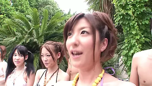 JAPANESE SLUT ENJOYS A FUCK AFTER SUCKING COCK NEAR THE POOL