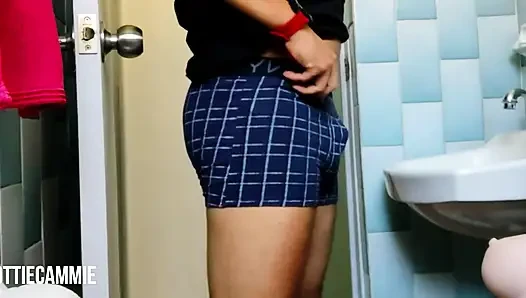 My Stepsister Catches Me Masturbating and Helps Me to Cum