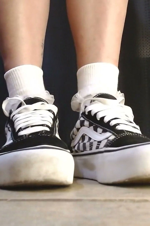 College Girl Ruffled Socks Fav Pair Vans Sneakers