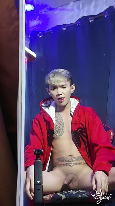 Inked Boy in a Spidey Hodi Masturbating