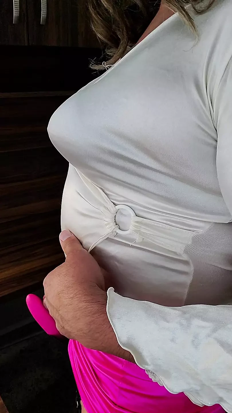 Satin Dressed Hands Free Cum