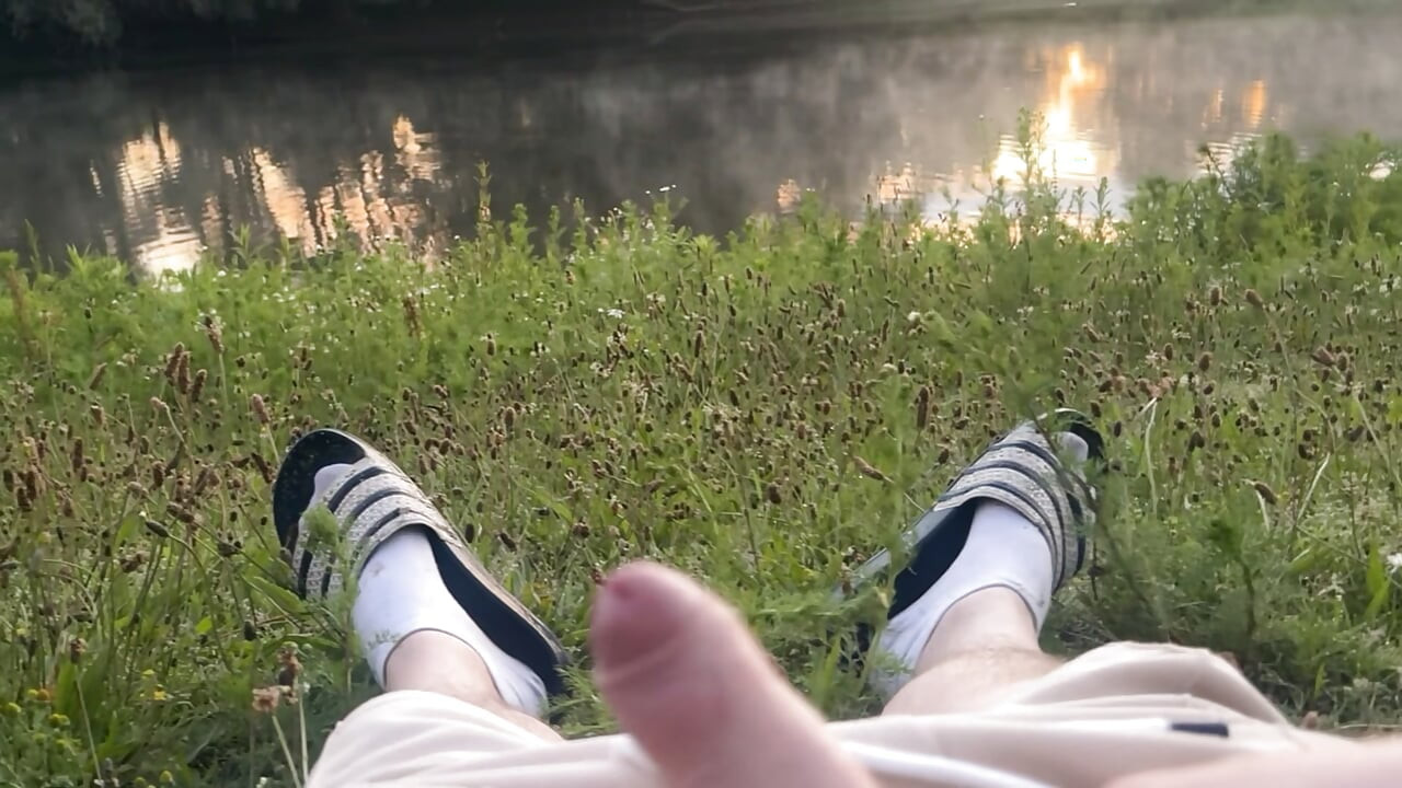 Jerk off in public, at a beautiful summer morning