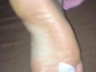 Cum over GF toes and clothes