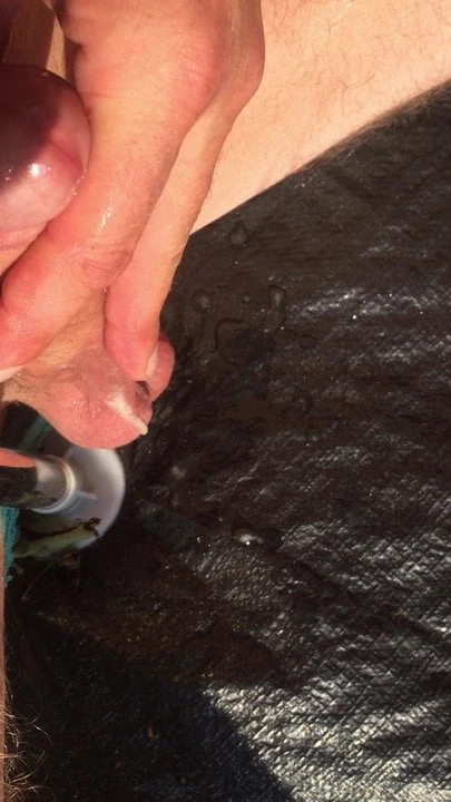 wank with beer-spit in tent (no cum)