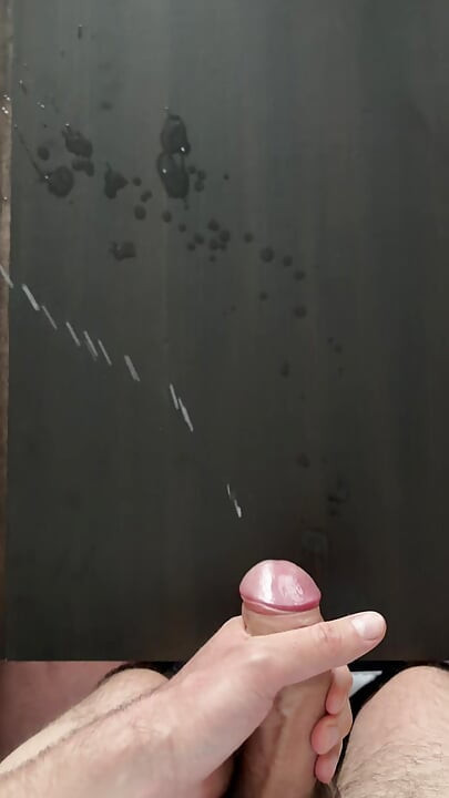 Huge cum spray on a table