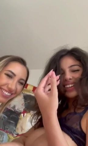 Brunette Mia and a blond cute girl