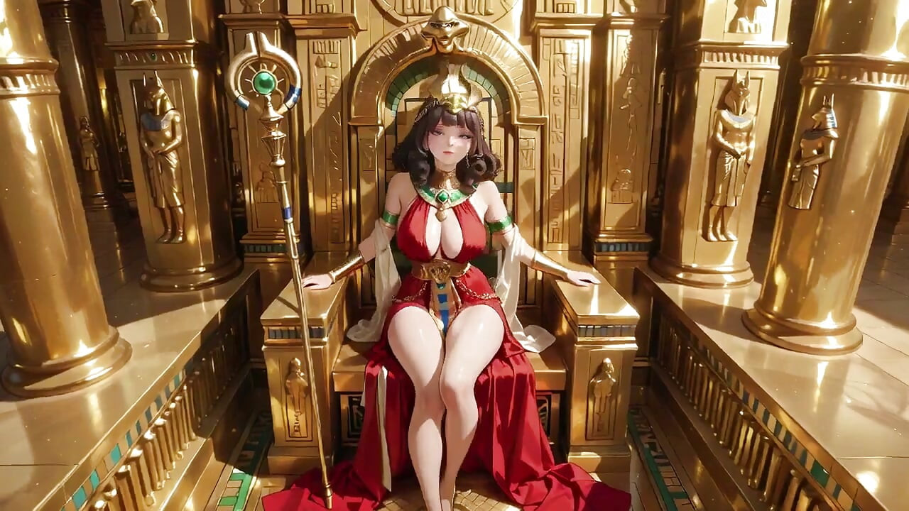 Lazy on the Golden Throne in Red & Gold, a Private Tease From Her High-class Gaze