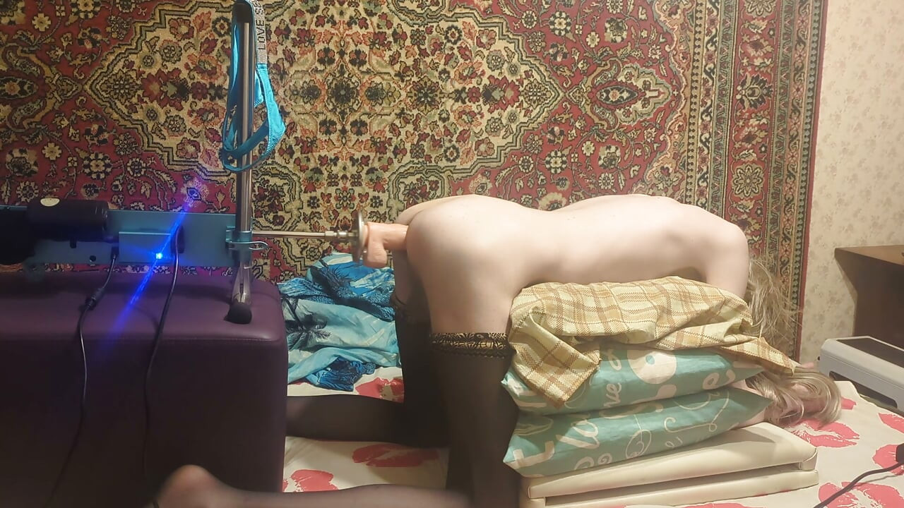 Sissy having anal sex with a fuck machine