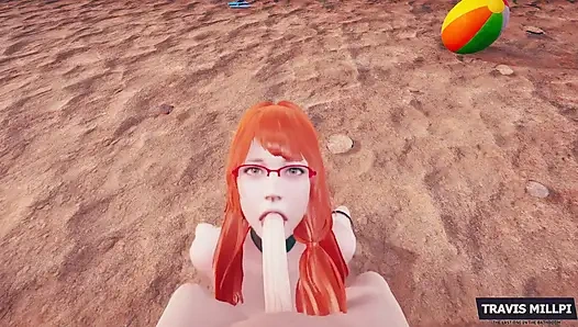 День пляжа: Обнаженный пляж с рыжей сводной сестрой