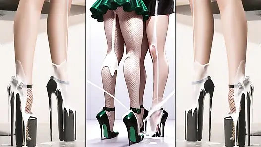 Ultra-high heels voller sperma