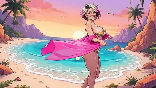 Sexy Big Boob MILFs at Beach