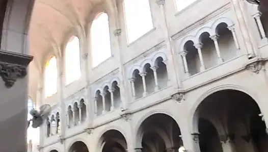 Horny girl thinks in her pussy instead of god in church