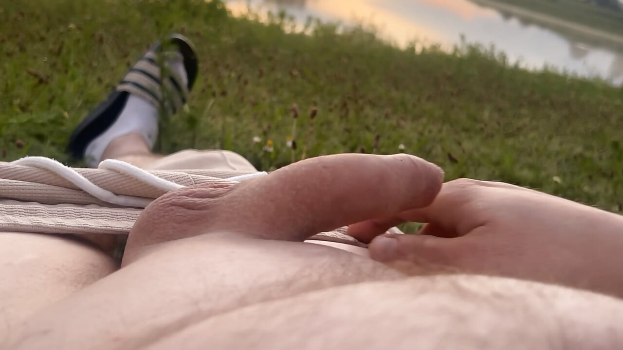 Jerk off in public, at a beautiful summer morning