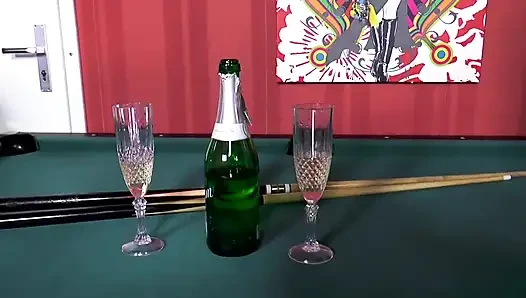 German Amateur Couple on Pool Table