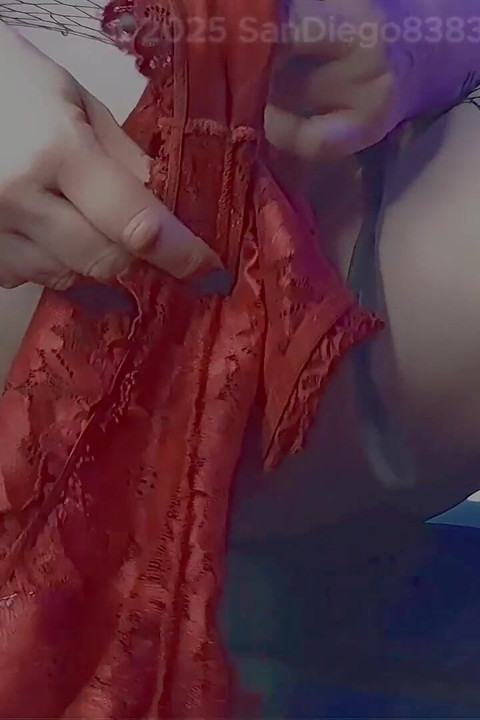 Dirty Red Lace Panties Solo Fetish Clip by Sandiego8383 Copy