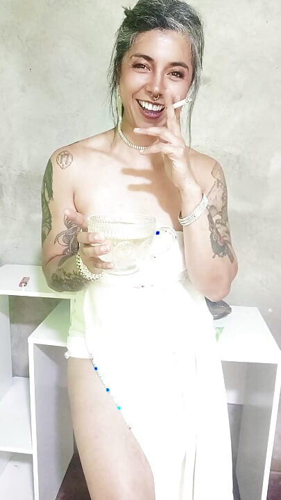 My Special Warm Cocktail in White Dress