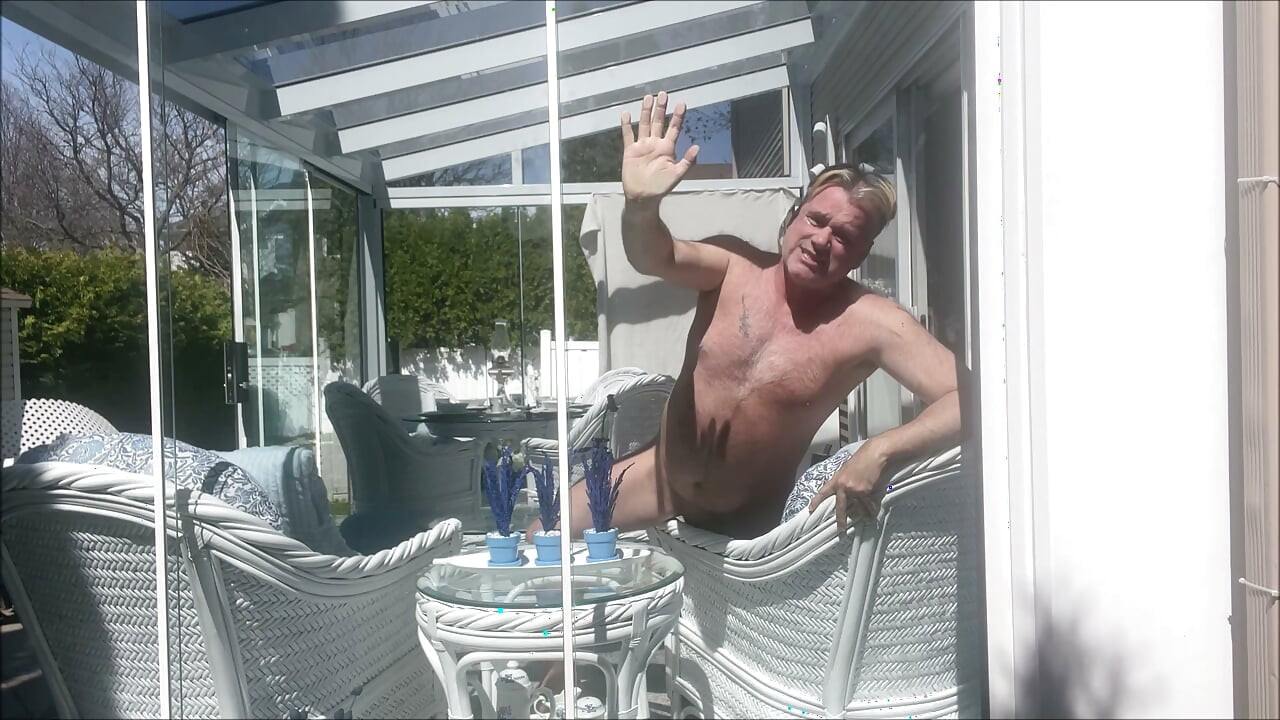 HUNK DADDY BEAR NAKED SUNBATHING IN THE VERANDA 4
