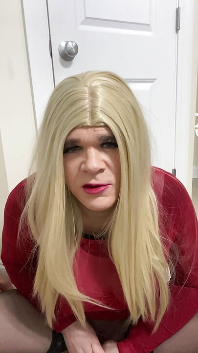 Sexy Crossdresser trans female wearing a fake toy pussy teases and talks dirty