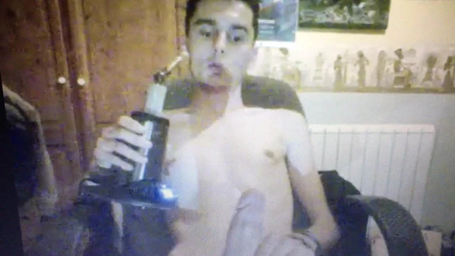 Skinny smooth twink edging and smoking huge hung thick cock