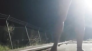 Naked and Pissing on the Train Tracks