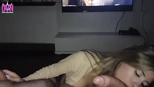 Girl Next Door Sucking Two Big Cocks of Her Friends
