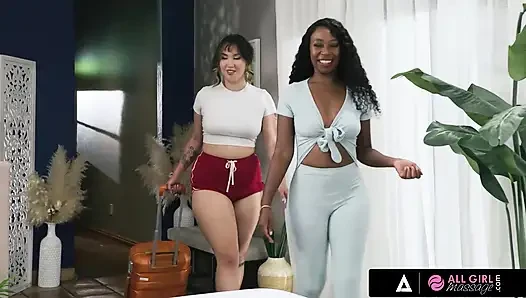 ALL GIRL MASSAGE - BnB Owner Offers A Massage Which Lead To Awesome Scissoring Fun