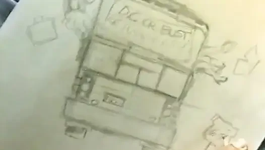 Black stud gets his huge cock sucked by ebony slut on the back seat of a bus