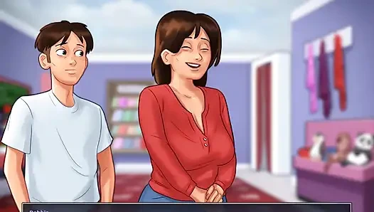 Summertime saga: stepmom kisses her stepson in the common room ep 40